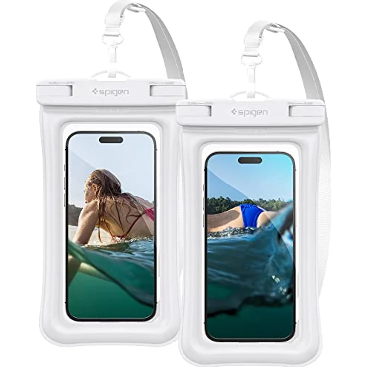 Spigen Aqua Shield wasserdichte Handyhülle Schwimmend [2 Stück] IPX8 Wasserfeste Handytasche Unterwasser Hülle Kompatibel mit iPhone, Galaxy, Xiaomi, Google Smartphones -Weiß – Bild 1