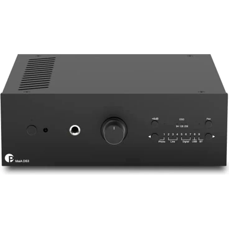Pro-Ject MaiA DS3, leistungsstarker Stereo-Vollverstärker mit Bluetooth 5.0 aptX HD, Kopfhörerausgang, Phono-in, USB (Schwarz)