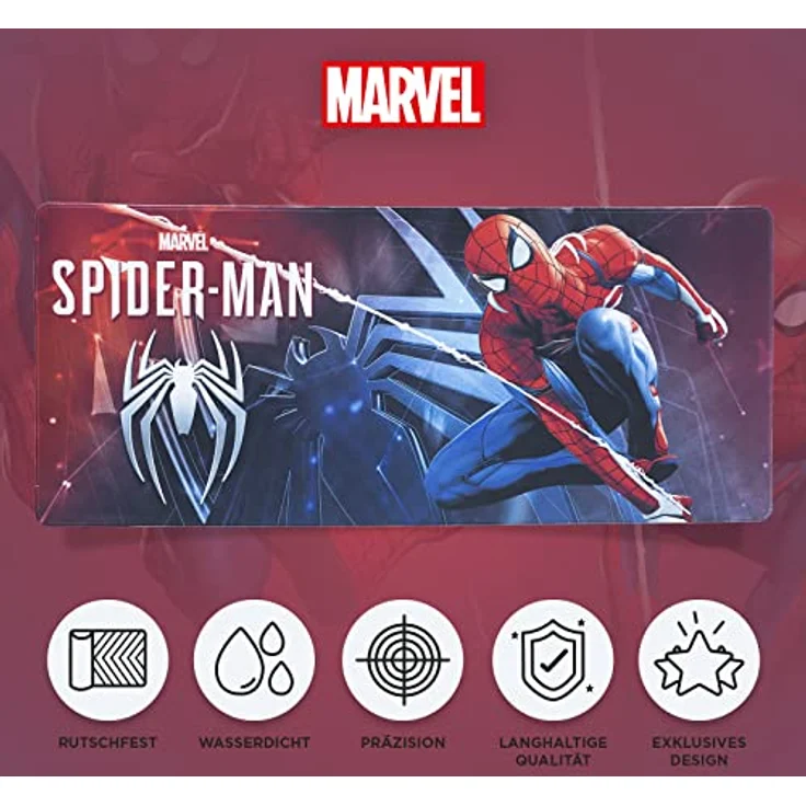 Grupo Erik Mauspad XXL Marvel Spiderman, Gaming Mousepad 80 x 35 cm, rutschfest und wasserabweisend, ideal für PC-Zubehör – Bild 2