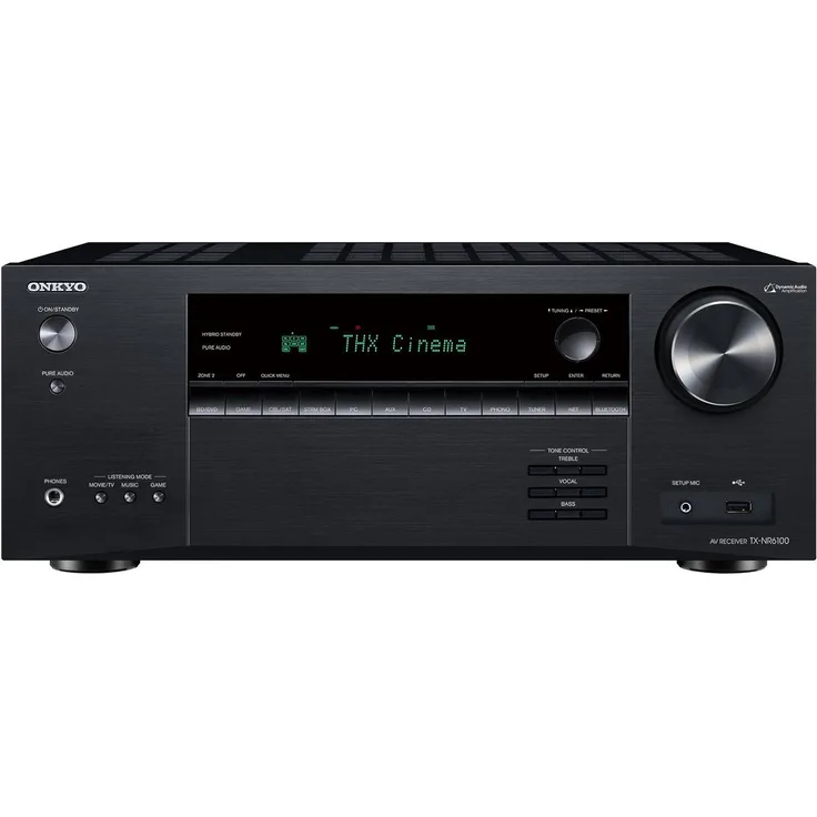 Onkyo TXNR6100M2 Aktion Verstärker mit THX® Certified Select, 8K Ultra HD, und Dolby Atmos, 5 GHz/2,4 GHz Dual-Band Wi-Fi® - Schwarz