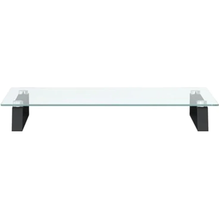 vidaXL Monitorständer, Monitorerhöhung aus Hartglas und Metall mit Stauraum, Schwarz 60x35x8cm, ergonomisches Design für mehr Ordnung – Bild 5