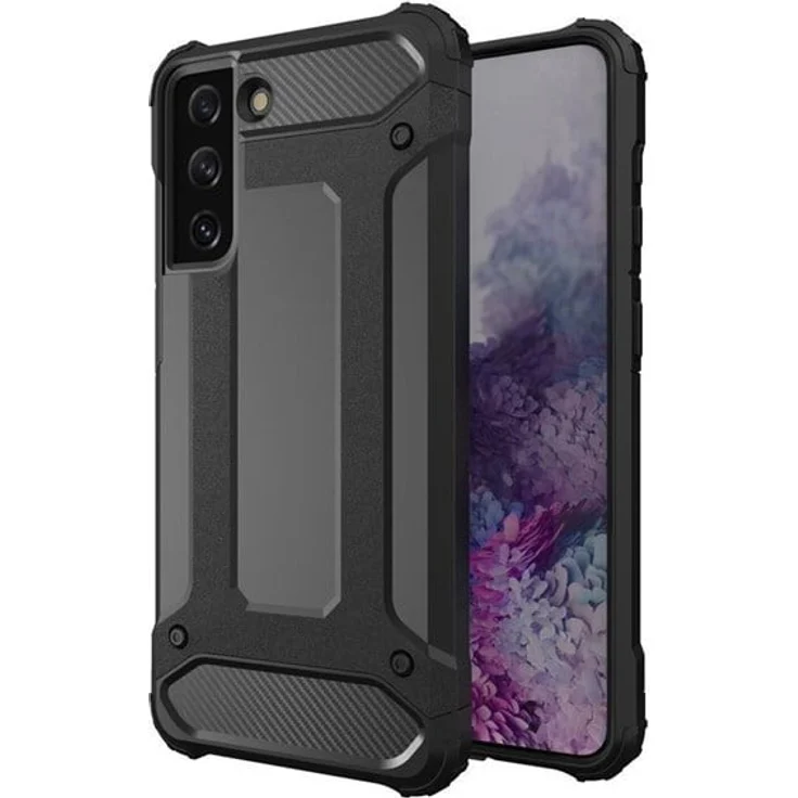 Hurtel Hybrid Armor Case Tough Rugged Cover für Samsung Galaxy S22+ (S22 Plus), Schwarz, 2-teiliges Design mit TPU-Innenhülle und hartem PC-Rückdeckel, Staub- und Schmutzschutz