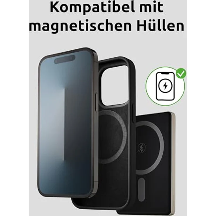 Intenso MW5000 Magnetische Powerbank 5000 mAh, MagSafe kompatibel, Wireless Charging 15W, USB-C PD 20W, flach & kompakt, geprüft in Deutschland, Champagner – Bild 4