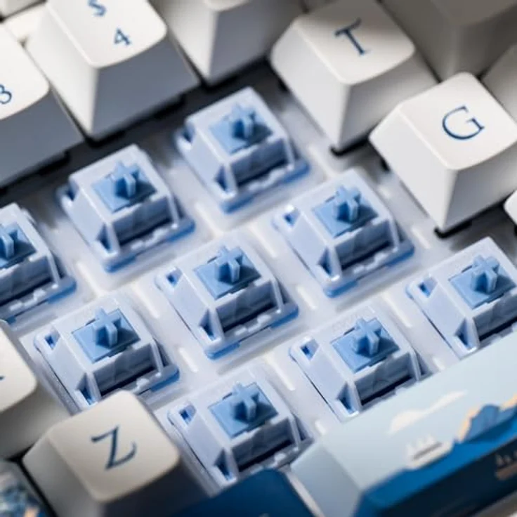 Akko Creamy Cyan Switches, mechanisch, 5-Pin, clicky, MX-Stem, 50g - 45 Stück – Bild 5