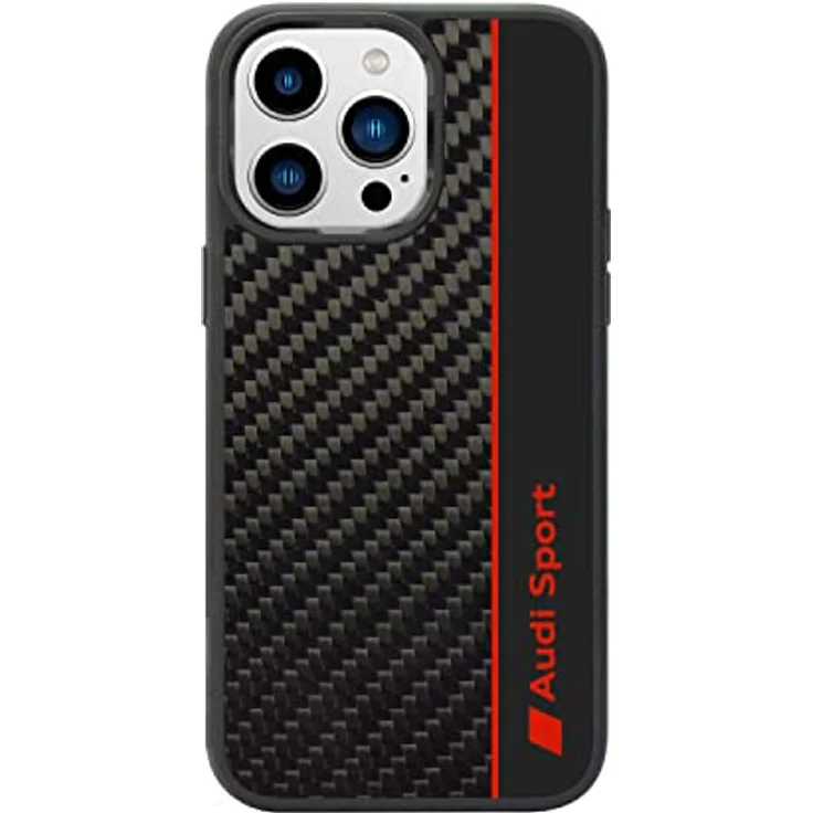 Audi Sport Handyhülle - Kompatibel mit iPhone 14 Pro Max - Stoßabsorbierend aus Carbon - Schwarz mit roten Details – Bild 2