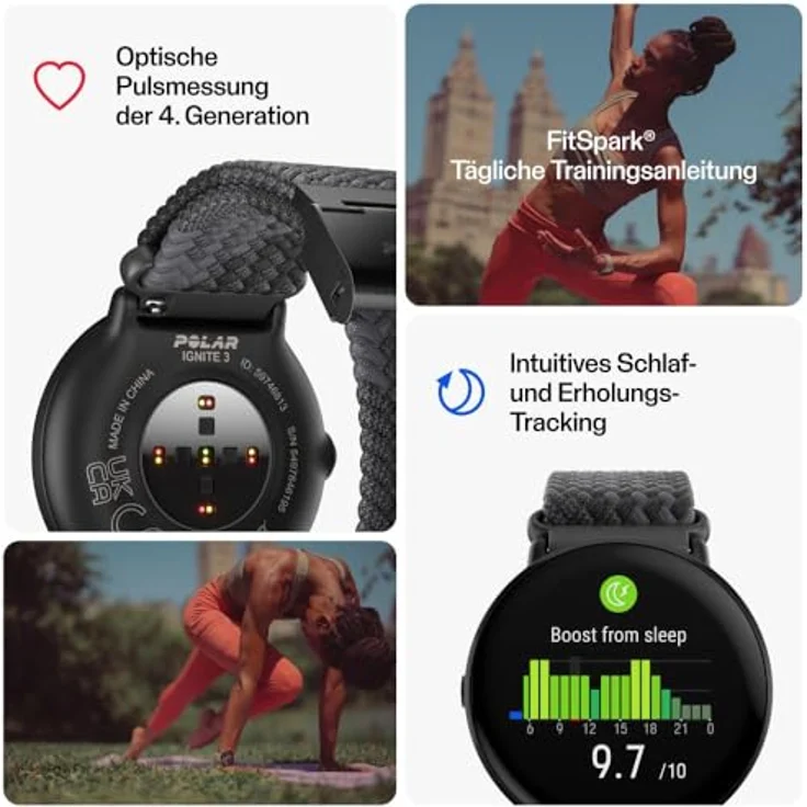 Polar Ignite 3 – Fitness- & Wellness-Smartwatch mit GPS & geflochtenes Armband, Schlafanalyse, AMOLED-Display, 24/7-Activity Tracker, HF, personalisierten Trainingseinheiten, Echtzeit-Sprachführung in blau – Bild 3