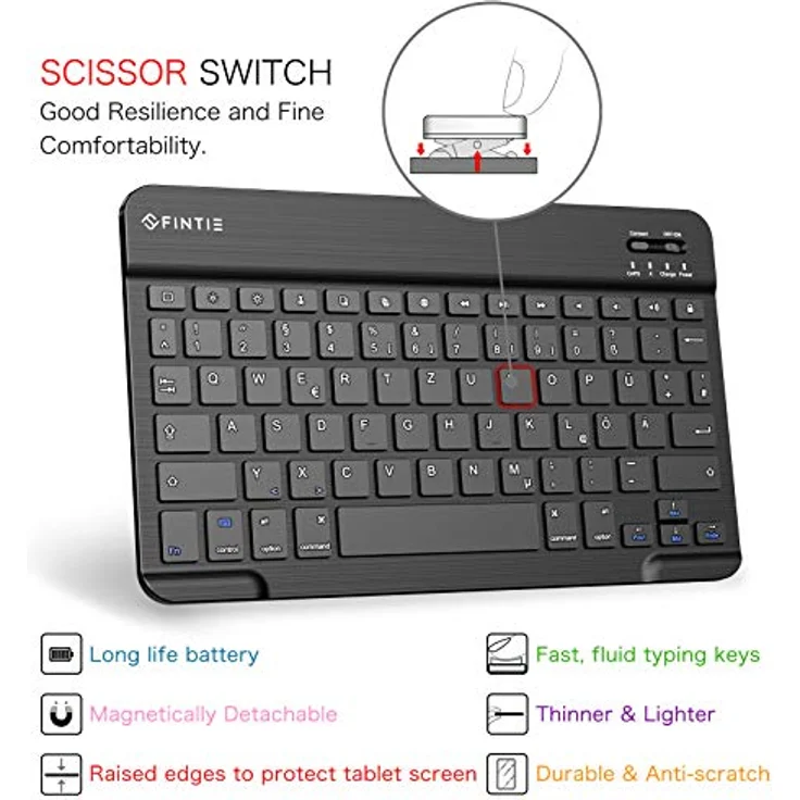 Fintie Tastatur Hülle für iPad Air 11 Zoll M2, iPad Air 6/5/4 (2024/2022/2020) 10,9 Zoll, Himmelgrau, TPU Rückschale, magnetisch abnehmbarer Keyboard (QWERTZ Layout) mit Stifthalter – Bild 4