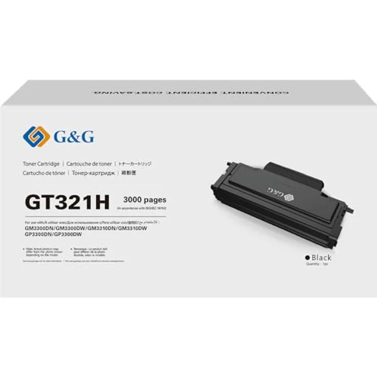 G&G GT321H Original-Toner schwarz für Laserdrucker, 3.000 Seiten, kompatibel mit GM3310DN, GM3310DW, GM3300DN, GM3300DW, GP3300DN, GP3300DW