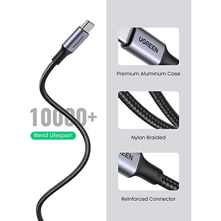 Ugreen USB Typ C - USB Typ C Kabel 2m, 100W Power Delivery, Quick Charge 3.0, grau, 480 Mbps – Bild 7