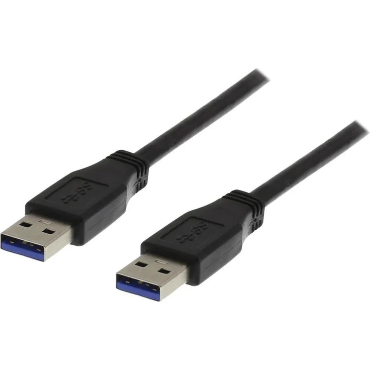 Deltaco USB 3.0 Kabel, Type A hane to Type A hane, 1m, Schwarz, hohe Datenübertragungsraten für Peripheriegeräte