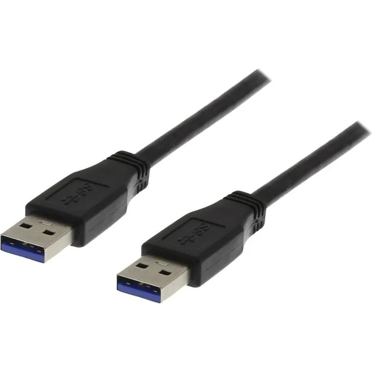 Deltaco USB 3.0 Kabel, Type A hane to Type A hane, 1m, Schwarz, hohe Datenübertragungsraten für Peripheriegeräte