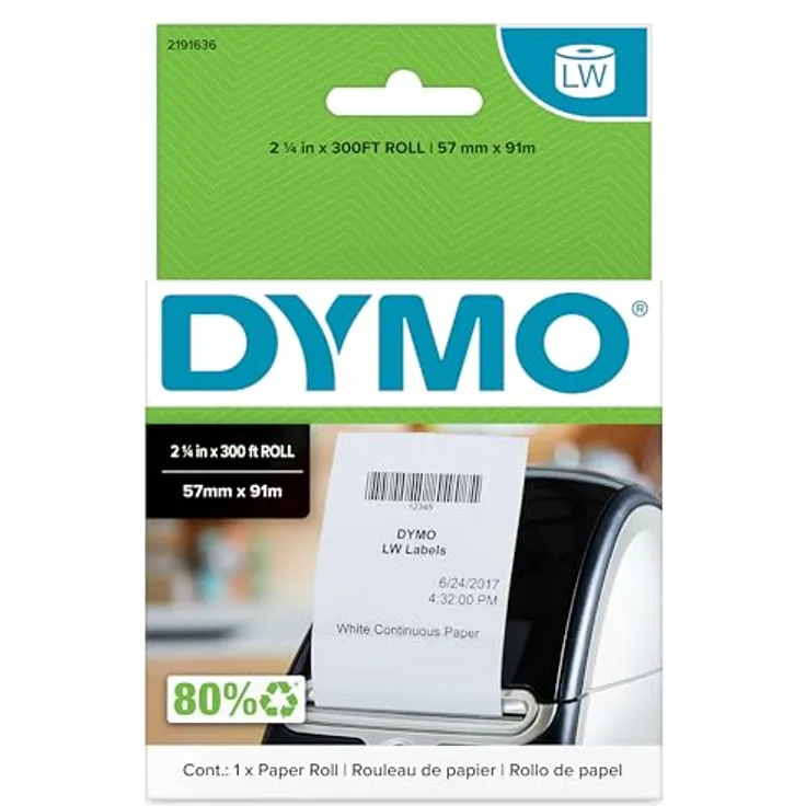 DYMO Original LabelWriter Endlosetiketten 57 mm x 91 Meter, praktische Thermodruck-Etiketten für LabelWriter Drucker, 1 Rolle