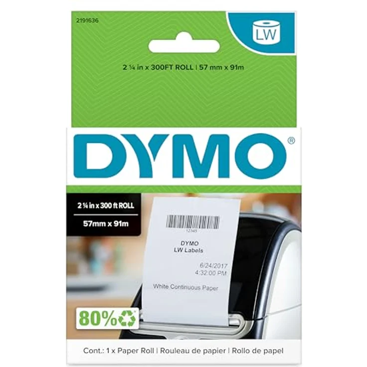 DYMO Original LabelWriter Endlosetiketten 57 mm x 91 Meter, praktische Thermodruck-Etiketten für LabelWriter Drucker, 1 Rolle – Bild 1