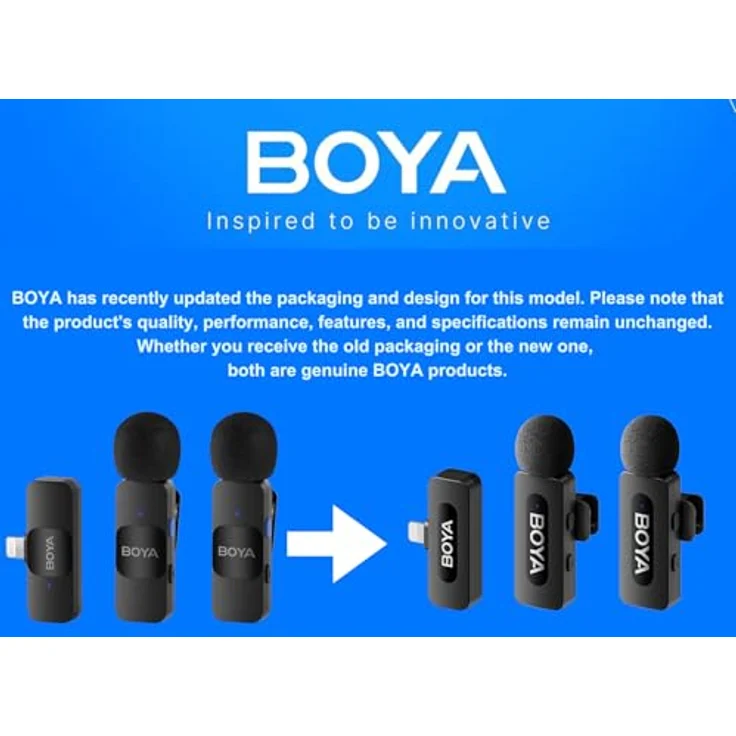 BOYA Mikrofon kabelloses 2.4GHz Mini-Ansteckmikrofonsystem (TX+TX+RX, 3-tlg), mit Geräuschunterdrückung, in schwarz – Bild 3
