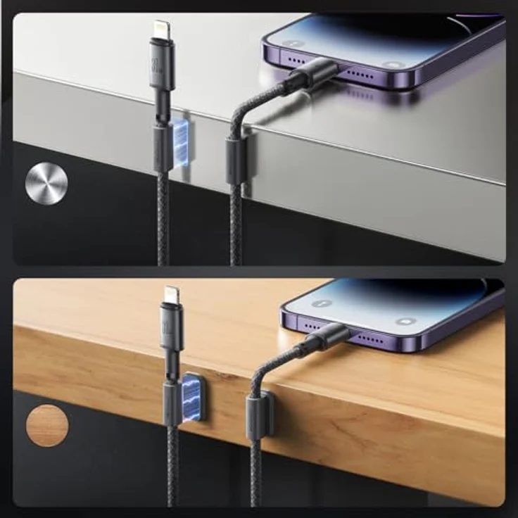Joyroom 30W USB-C Lightning Ladekabel, 1,2m, grau mit Power Delivery und magnetischem Cover – Bild 9