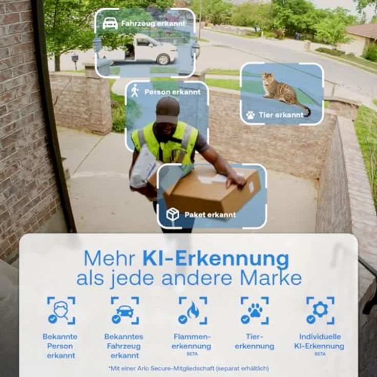 Arlo Essential 3 HD PTZ, Überwachungskamera Aussen, WLAN, 2-Kamera-Set mit Schwenk- und Neigefunktion, HD-Videoqualität und KI-gestützter Bewegungserkennung – Bild 4