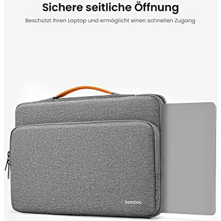 tomtoc Laptoptasche kompatibel mit 14" MacBook Pro M5 Pro/A3426 & 13,8" Surface 7, 360° Schutz, spritzwassergeschützt, stoßdämpfend, schwarz – Bild 5