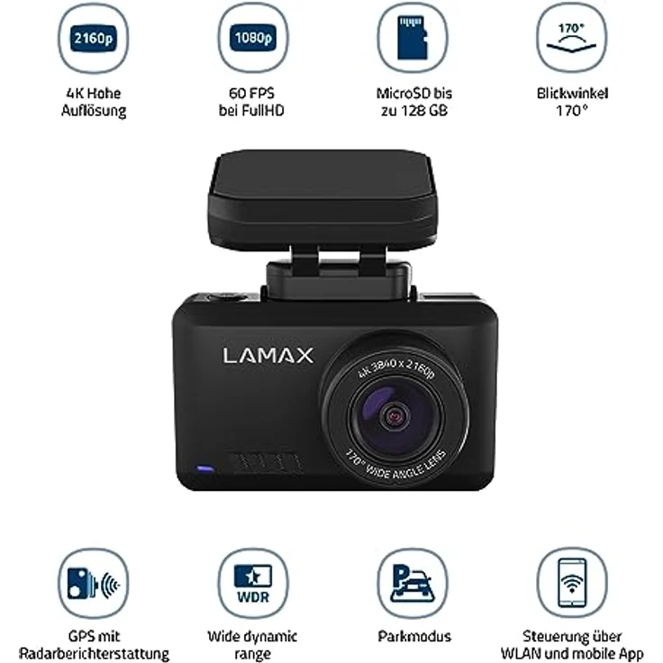 LAMAX T10 Real 4K Dashcam mit GPS WiFi + Mobile App Weitwinkelaufnahmen 170° Radarwarnung 50 Länder – Bild 3