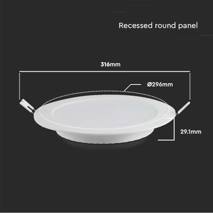 V-TAC Weiße LED-Mini-Paneele - hintergrundbeleuchtet - Einbauserie - IP20-24W - 2500 Lumen - 3000K – Bild 4