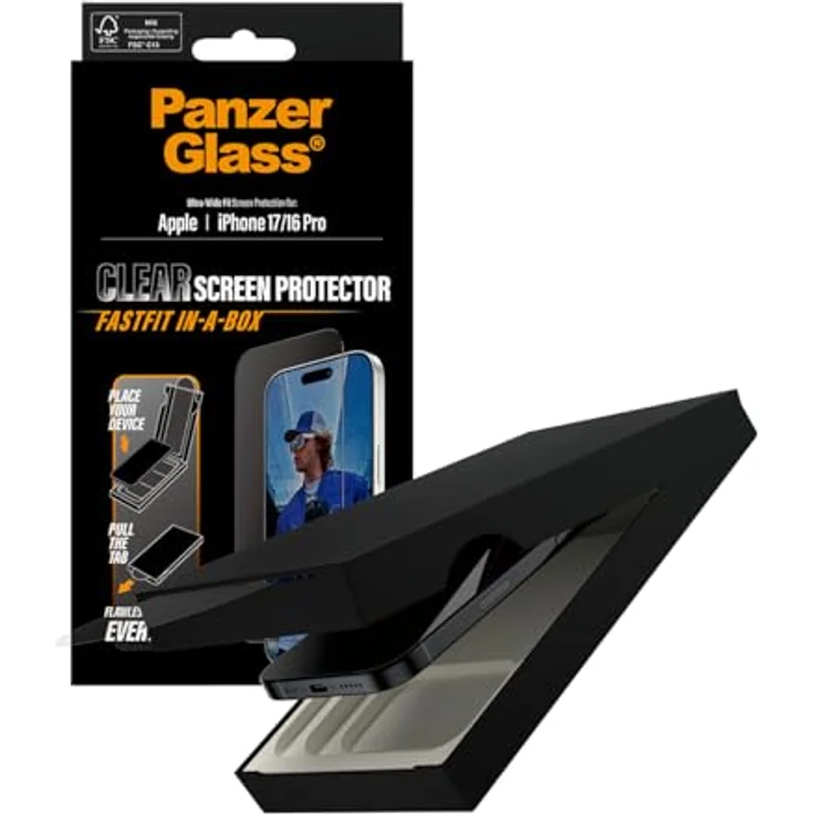 PanzerGlass Privacy Screen Protector für iPhone 17 / iPhone 16 Pro, 2-Wege-Privacy-Filter, Anti-Fingerprint, Transparent mit schwarzem Rahmen – Bild 5