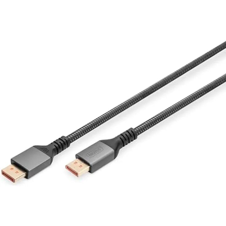 DIGITUS Displayport Anschlusskabel - Displayport 2.1-16k/60Hz - 8k/120 Hz - 4k/240Hz - UHD - VESA UHBR20 - HDR, HDR10, HDCP - 1m - Schwarz - kompatibel mit Gaming Monitor & Grafikkarte