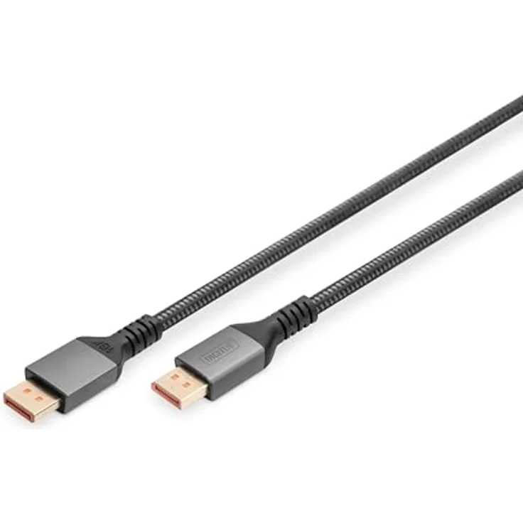 DIGITUS Displayport Anschlusskabel - Displayport 2.1-16k/60Hz - 8k/120 Hz - 4k/240Hz - UHD - VESA UHBR20 - HDR, HDR10, HDCP - 1m - Schwarz - kompatibel mit Gaming Monitor & Grafikkarte – Bild 1