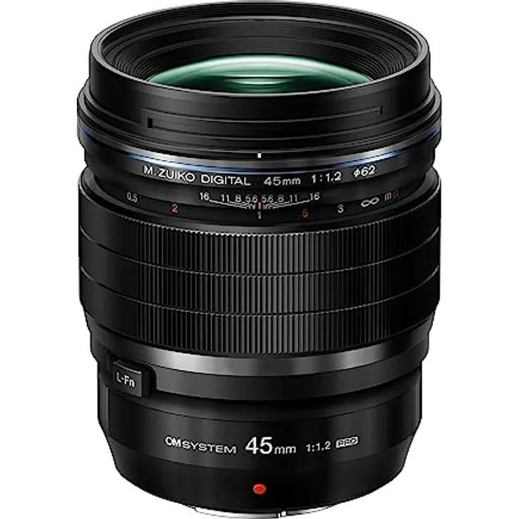 OM SYSTEM M.Zuiko Digital ED PRO 45 mm f/1.2, Telezoom-Objektiv für Micro-Four-Thirds, lichtstark, Schwarz