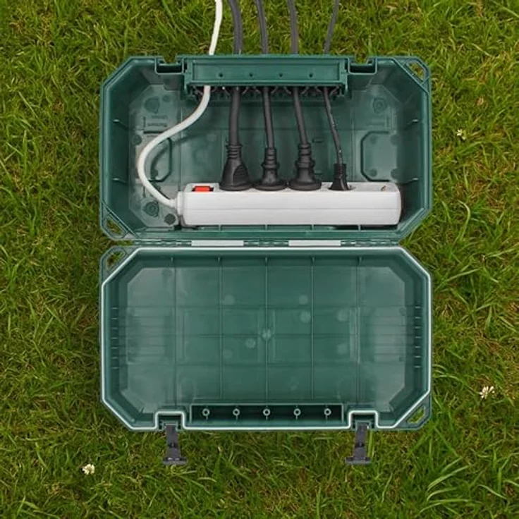 as - Schwabe Gartensteckdose 48710, Wetterfeste Kabelsafebox IP54 mit 5 Kabelausgängen, grün – Bild 3