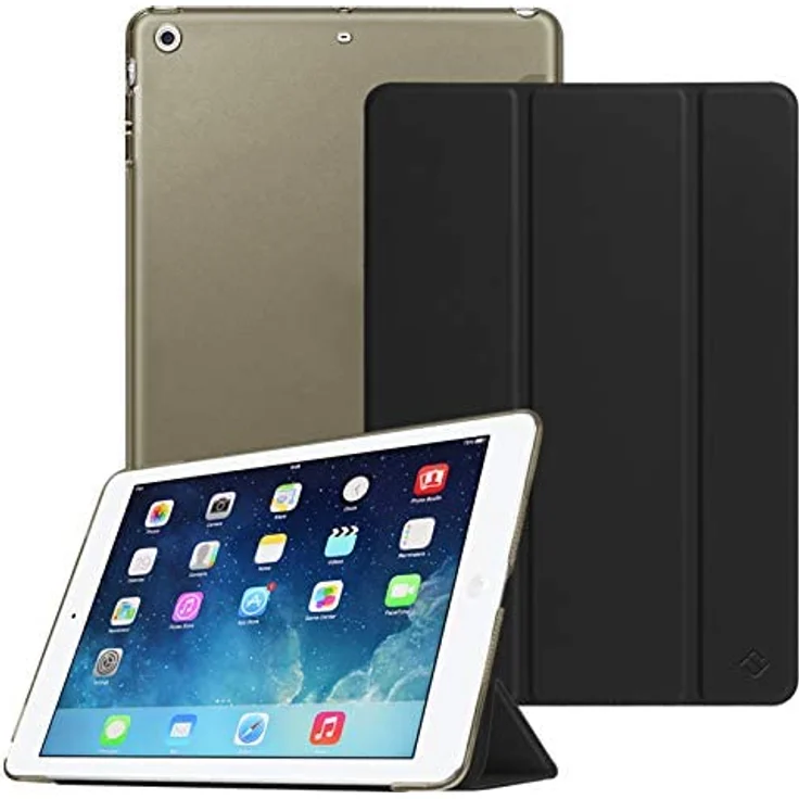 Fintie Hülle für iPad Air 2 (2014 Modell) / iPad Air (2013 Modell) - Ultradünne Superleicht Schutzhülle mit Transparenter Rückseite Abdeckung mit Auto Schlaf/Wach Funktion, Schwarz – Bild 1