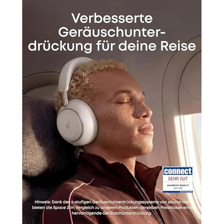 soundcore Space 2 by Anker, Noise Cancelling Kopfhörer mit 50h Akku, LDAC Hi-Res Audio, Bluetooth 6.1, ergonomischem Design und Nap-Modus – Bild 2