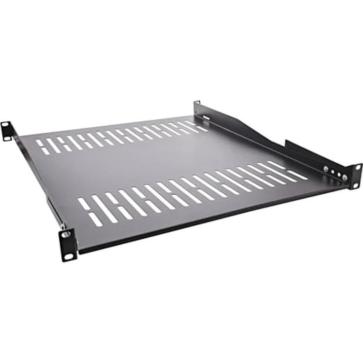 InLine 19" Fachboden, 550mm, 50kg, 1HE, RAL 9005 schwarz - Strapazierfähiger Server-Zubehör Fachboden aus pulverbeschichtetem SPCC-Stahl – Bild 2