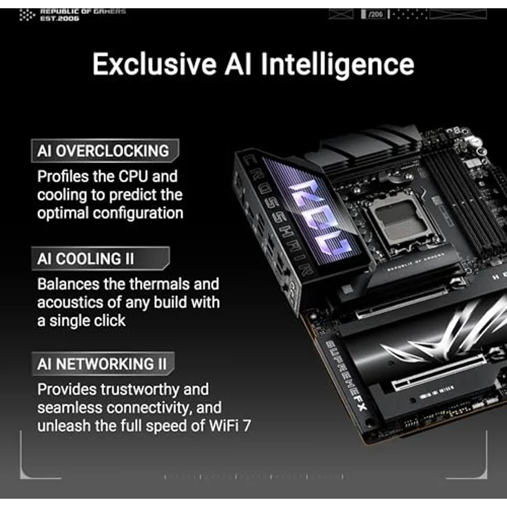 ASUS ROG CROSSHAIR X870E HERO Mainboard Sockel AM5 (AMD, X870E, ATX, DDR5, Wi-Fi 7, M.2, PCIe 5.0) – Bild 2