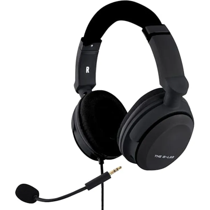 The G-Lab Korp Carbon Gaming Headset, Mikrofon Gamer mit verstärktem Bass, abnehmbares Mikrofon, leicht und bequem, kompatibel mit Xbox One, PC, PS5, Switch, Smartphone (schwarz)