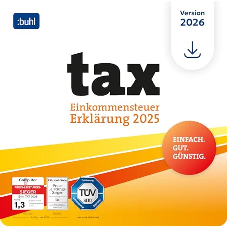 Buhl Data Service tax 2026, Steuersoftware für Steuerjahr 2025 mit ELSTER, kostenfreien Updates und Telefon-Support – Bild 1