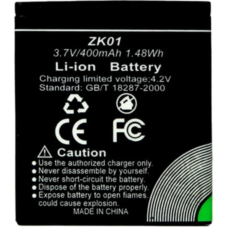 AgfaPhoto ZK01 Lithium-Ionen-Batterie für Digitalkamera DC5200, 3,7 V, 400 mAh, schwarz – Bild 1
