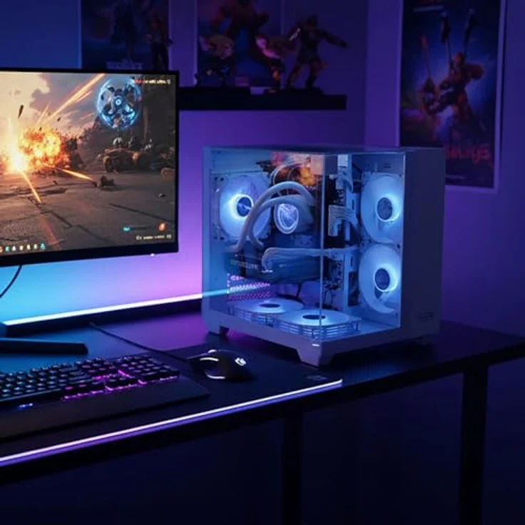 PC Store NCA Chronicle Gaming PC Triorama Intel E5 2678v3, 12 Core, 16 GB RAM, 240 GB SSD, Nvidia GeForce RTX 5050, Wasserkühlung, Windows 11, Weiß, Neu – Bild 7