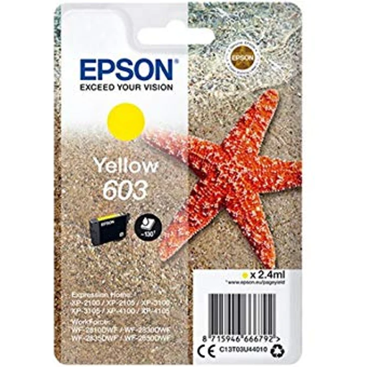 Epson Original 603 Tinte Seestern, WF-2830DWF WF-2835DWF WF-2850DWF XP-2100 XP-2105 XP-3100 XP-3105 XP-4100 XP-4105 (Gelb) – Bild 3