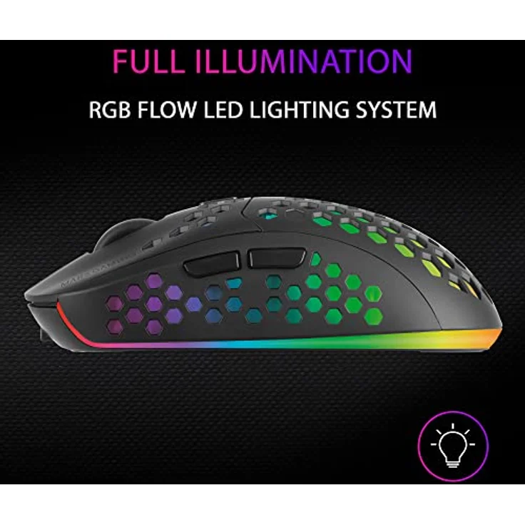 MARSGAMING Mars Gaming MMW3, Kabellose Gaming Maus, RGB Flow, Ultraleicht 79g, 3200DPI, Schwarz – Bild 4