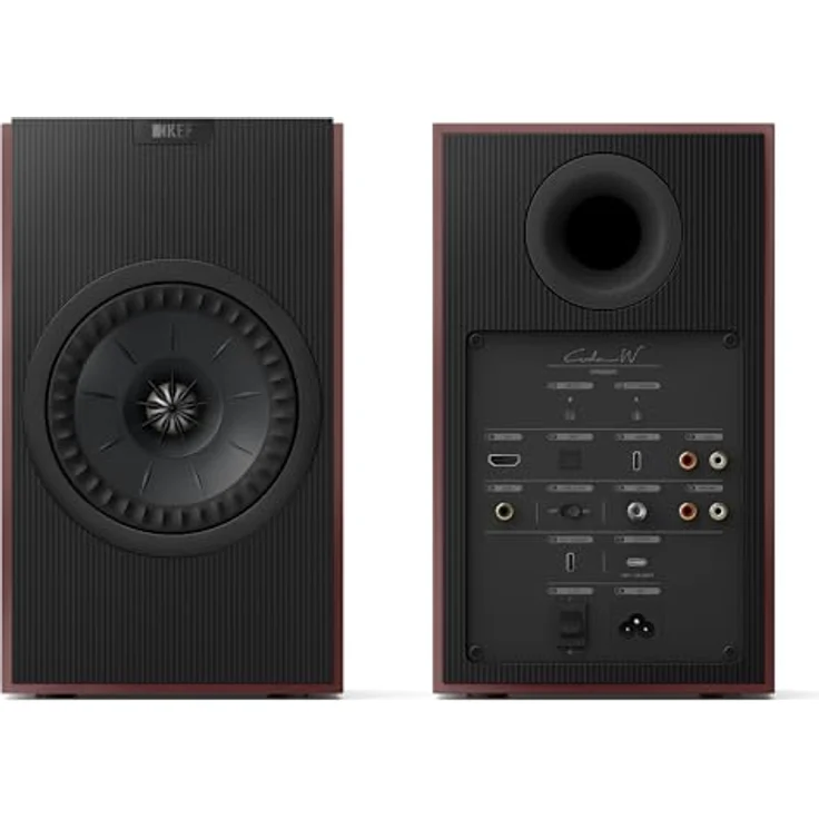 KEF Coda W Kabellose HiFi-Regallautsprecher, Vintage Burgundy | Bluetooth 5.4 aptX Lossless, 200 Watt, HDMI, USB-C, Phono-Vorverstärker für Plattenspieler, ideal für Musik, TV & Gaming – Bild 2