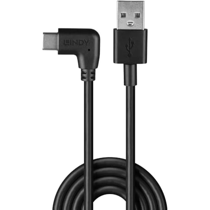 LINDY USB 2.0 Typ A auf C abgewinkeltes Kabel, 1m, Datenübertragungen bis 480 Mbit/s, robustes PVC-Gehäuse, 10 Jahre Garantie – Bild 2