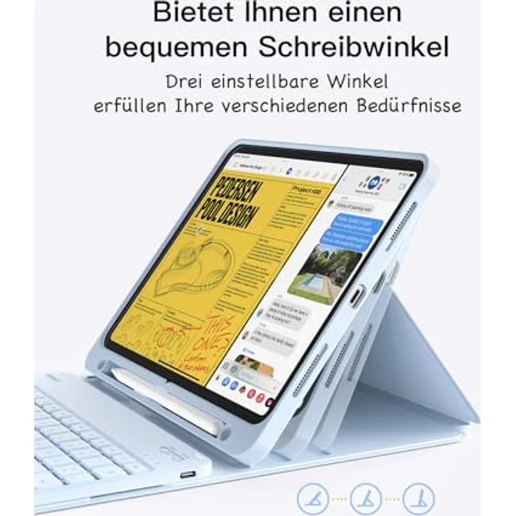 Inateck Tastatur Hülle kompatibel mit iPad Air 6 11 Zoll 2024, iPad 10 Gen. 2022, iPad Air 5/4 (2022/2020) 10,9 Zoll, iPad Pro 11 4/3/2/1, QWERTZ, Abnehmbar, mit Stifthalter, KB04002, Schwarz – Bild 5