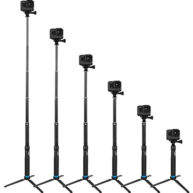 TELESIN GP-MNP-090-S, Selfie Stick / Tripod aus Aluminium für Sportkameras, 20-90 cm einstellbar, 180° drehbar, wasserdicht und korrosionsbeständig – Bild 3