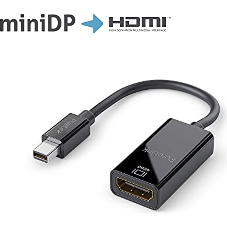 PureLink Mini DisplayPort auf HDMI Adapter, 4K Ultra HD 60Hz, 18GB/s Bandbreite, vergoldete Steckkontakte, 0,15m, schwarz – Bild 2