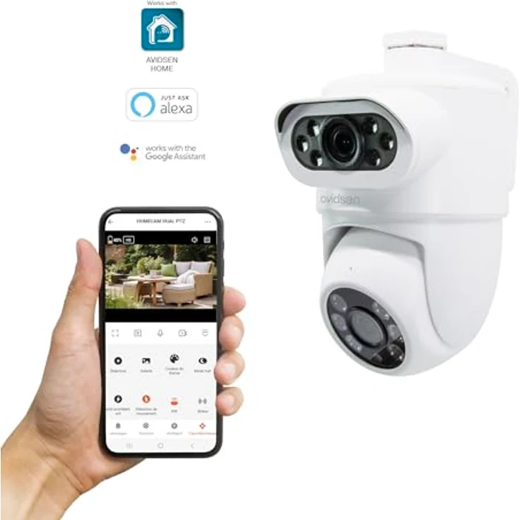 Avidsen HomeCam Dual PTZ, Motorisierte 2K-IP-Außenkamera mit zwei Objektiven, Nachtsicht und Smartphone-Benachrichtigung – Bild 4