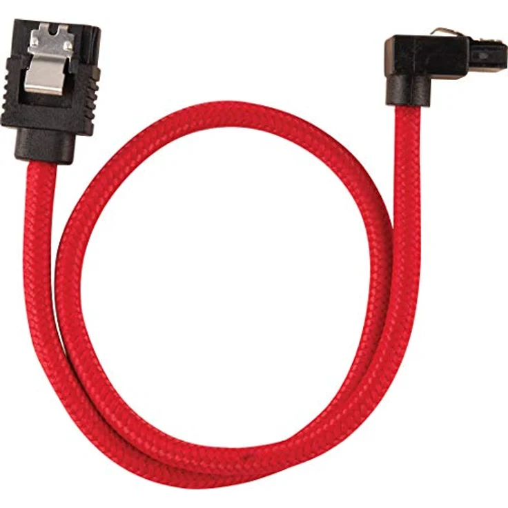 CORSAIR Premium Sleeved - SATA-Kabel - Serial ATA 150/300/600 - SATA (M) straight, latched bis SATA (M) rechtwinklig - 30cm - Rot (Packung mit 2) (CC-8900280) – Bild 4