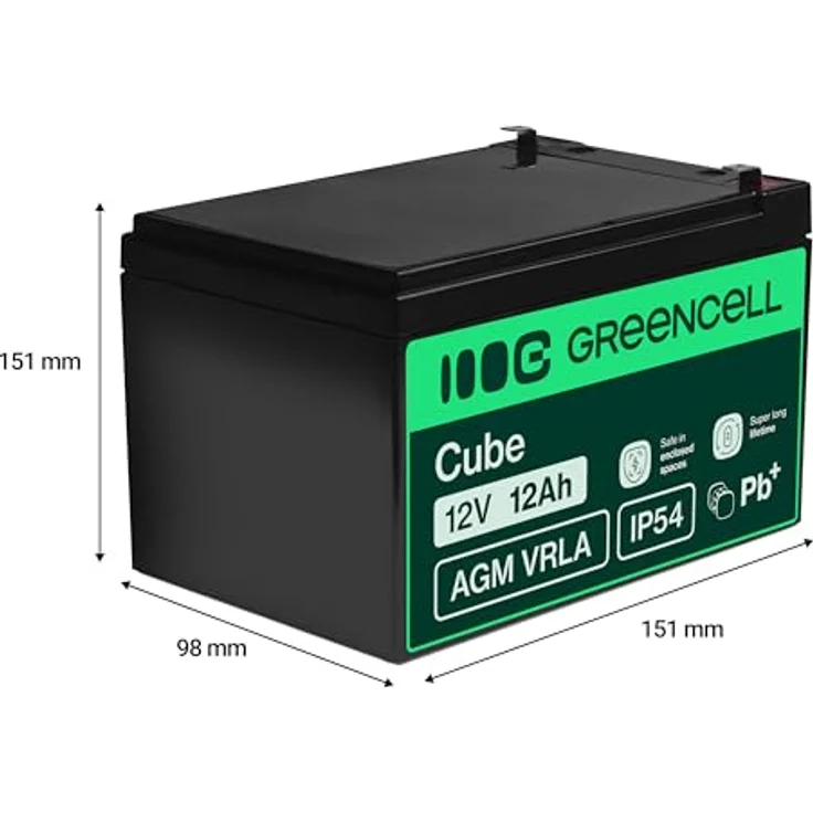 Green Cell AGM07 Bleiakku 12V 12Ah Blei-Vlies (AGM) (B x H x T) 151 x 95 x 98mm Flachstecker 6.35mm Zyklenfest, Wartungsfrei – Bild 3