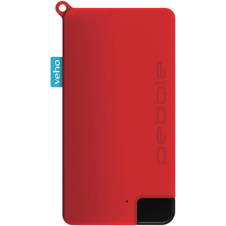 Veho Pokket, ultraflache Powerbank mit 1000 mAh, Lithium Polymer, USB-C Anschluss, rot