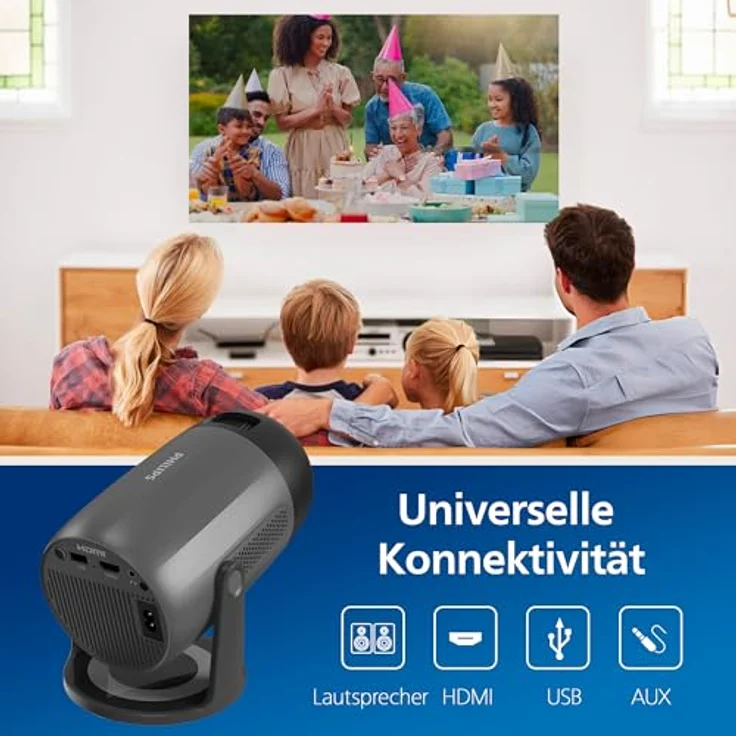 Philips NeoPix 150, Full HD Projektor mit 250 ANSI Lumen, 1000:1 Kontrast, tragbar, Wi-Fi, grau – Bild 4
