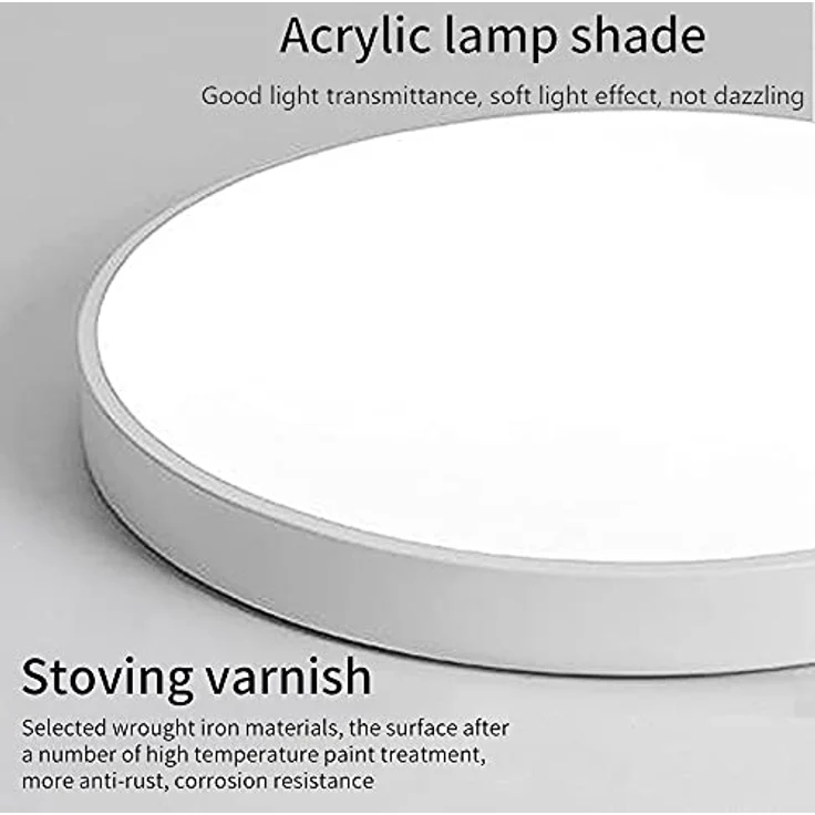 Natsen 24W LED Deckenleuchte ultraflach Ø30x4cm, warmweiß 3000 Kelvin, für Wohnzimmer Schlafzimmer Arbeitszimmer Küche Büro (Weiß) – Bild 3