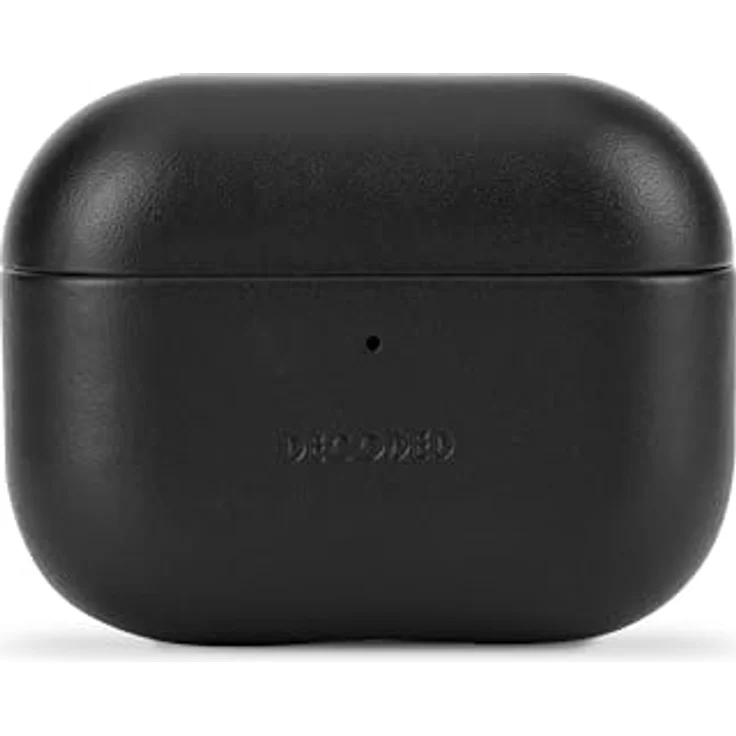 Decoded Leather Case für Apple AirPods Pro 3, handgefertigte Schutzhülle aus vollnarbigem Leder mit schockabsorbierender TPU-Basis, Schwarz – Bild 3